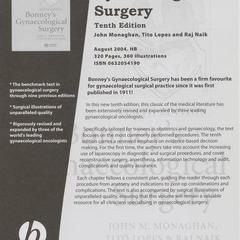 Bonney's Gynaecological Surgery advertisement