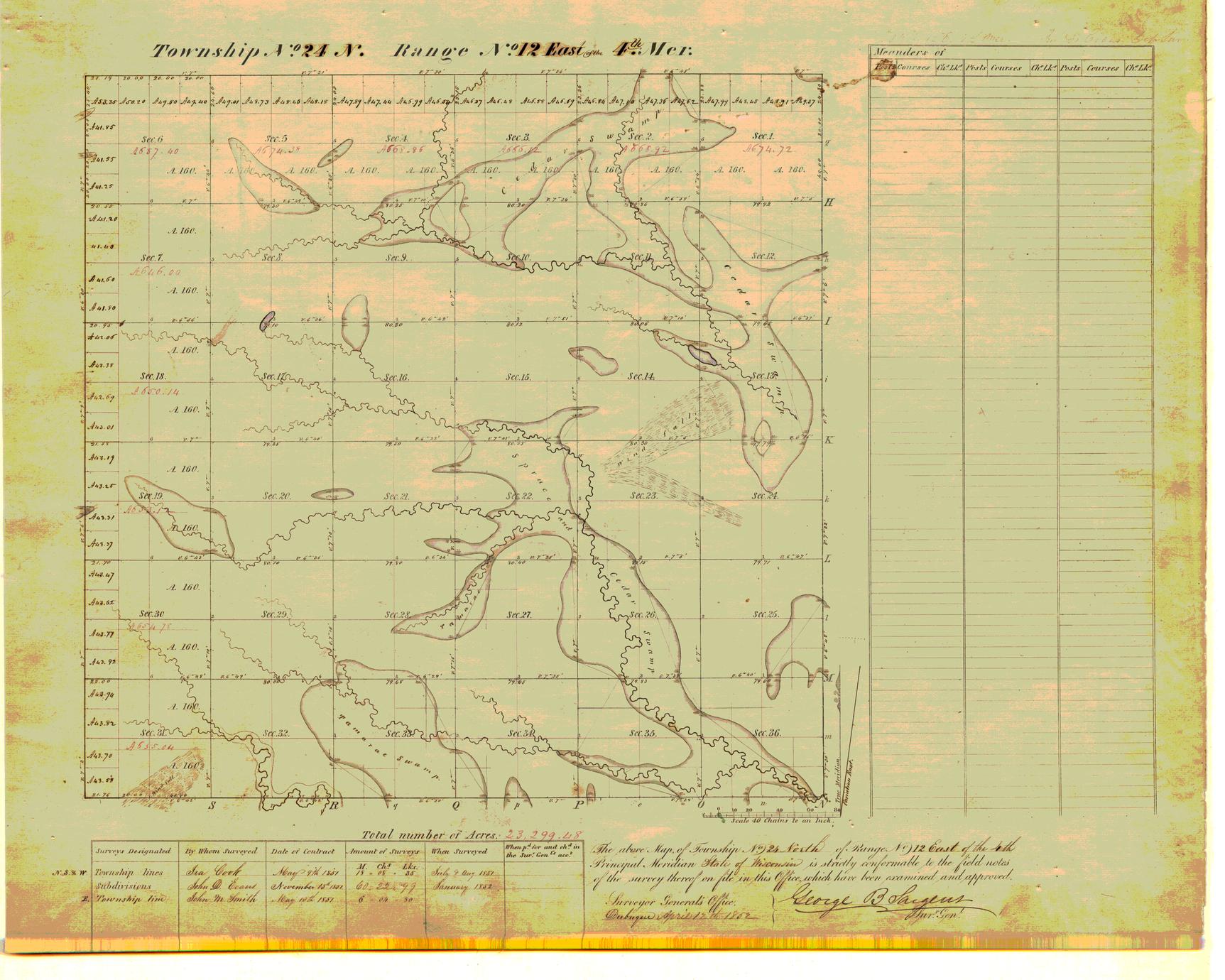 [Public Land Survey System map: Wisconsin Township 24 North, Range 12 East]