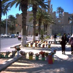 Flower Sellers at Green Square with Assai al-Hamra (Tripoli Citadel) Behind