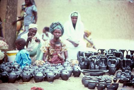 Hausa Potter Selling Her Finished Wares in Mirria