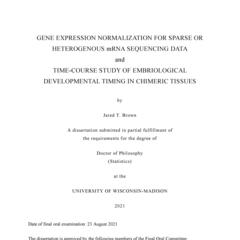 GENE EXPRESSION NORMALIZATION FOR SPARSE OR HETEROGENOUS mRNA SEQUENCING DATA and TIME-COURSE STUDY OF EMBRIOLOGICAL DEVELOPMENTAL TIMING IN CHIMERIC TISSUES