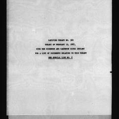 Ratified treaty no. 360, Treaty of February 19, 1867, with the Sisseton and Wahpeton Sioux Indians. For a list of documents relating to this treaty see special list no. 6