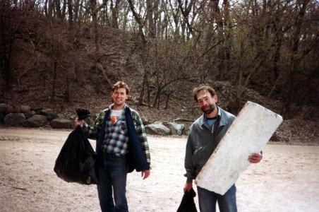 Mike Jeck and David Smith cleaning up the Lakeshore Path