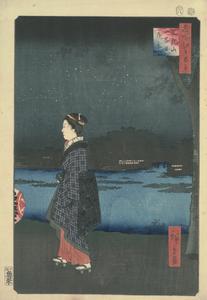 Night View of Matsuchi Hill and the Sanya Canal, no. 34 from the series One-hundred Views of Famous Places in Edo