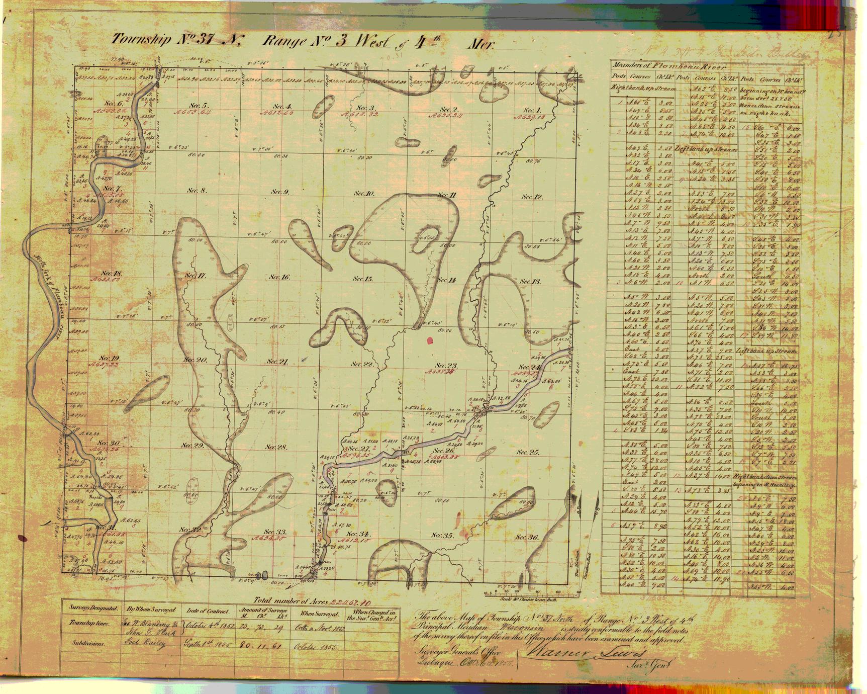 [Public Land Survey System map: Wisconsin Township 37 North, Range 03 West]