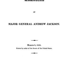 Memorial of Major General Andrew Jackson