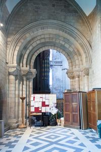 Worcester Cathedral St John's Chapel to south transept Norman arch