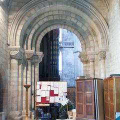 Worcester Cathedral St John's Chapel to south transept Norman arch