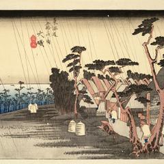 Tora's Rain at Oiso, no. 9 from the series Fifty-three Stations of the Tokaido (Hoeido Tokaido)