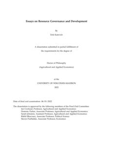 Essays on Resource Governance and Development