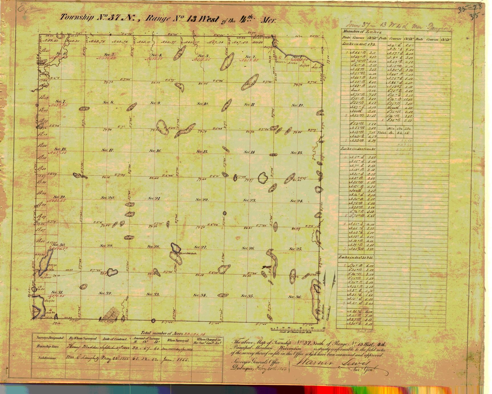 [Public Land Survey System map: Wisconsin Township 37 North, Range 13 West]