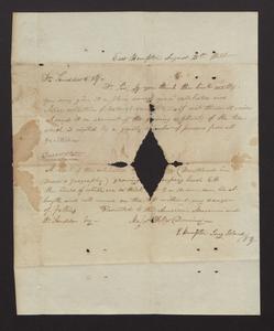 Letter, Major Felix Dominy, East Hampton, to Dr. Scudder, American Museum, 1831