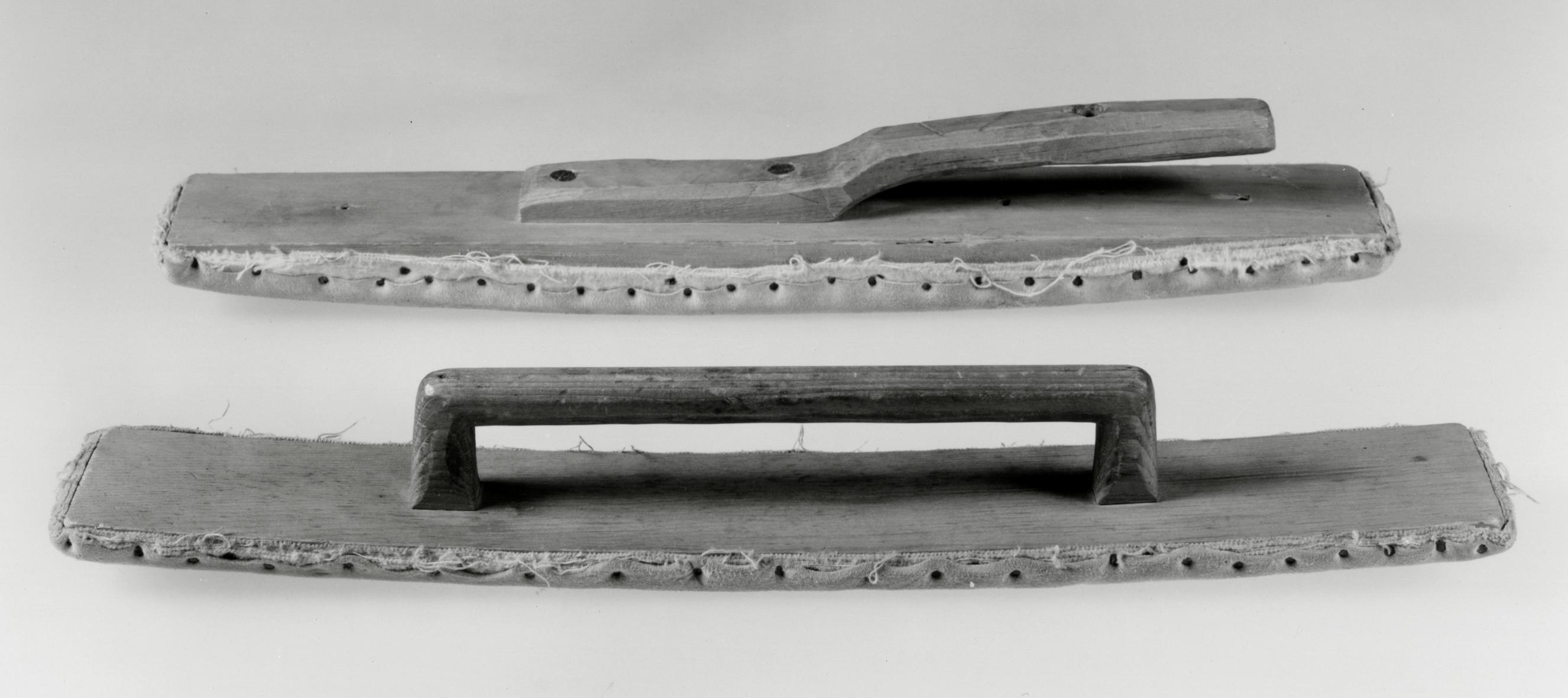Black and white photograph of buffers.