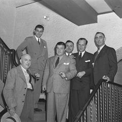 Abbott and Costello on hotel staircase