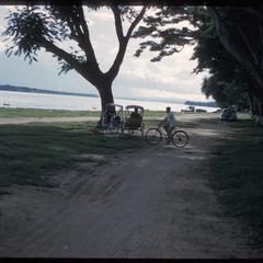 Mekong river with pedicabs