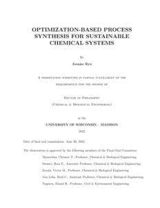 Optimization-based process synthesis for sustainable chemical systems