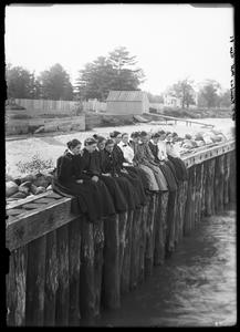 Kemper Hall Class of 1896 on pier looking down