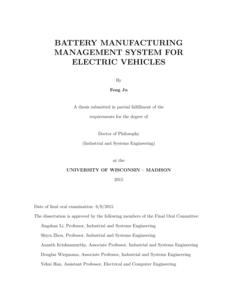 BATTERY MANUFACTURING MANAGEMENT SYSTEM FOR ELECTRIC VEHICLES