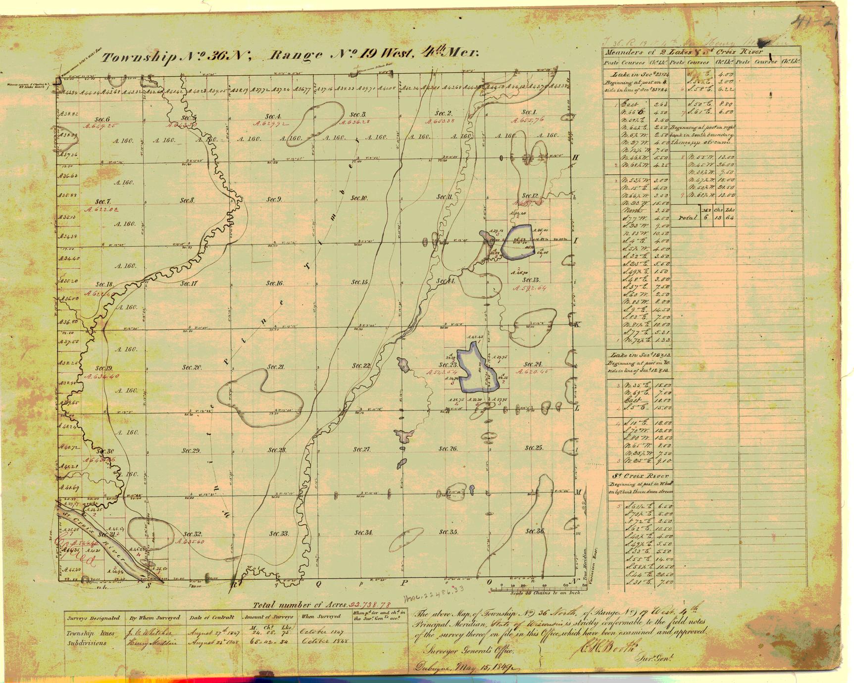 [Public Land Survey System map: Wisconsin Township 36 North, Range 19 West]