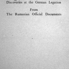 Microbe-culture at Bukarest: discoveries at the German legation from the Rumanian offical documents