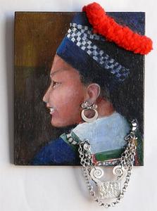 Hmong portrait on wood