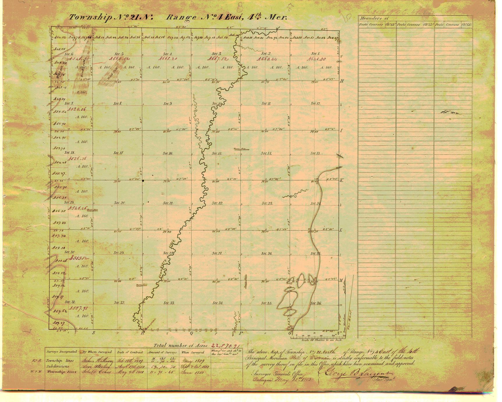 [Public Land Survey System map: Wisconsin Township 21 North, Range 04 East]