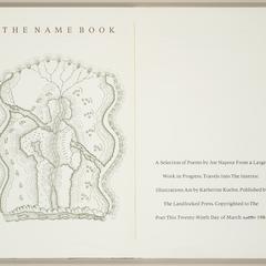 The name book : a selection of poems by Joe Napora from a larger work in progress, Travels into the interior