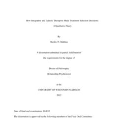 How Integrative and Eclectic Therapists Make Treatment Selection Decisions: A Qualitative Study