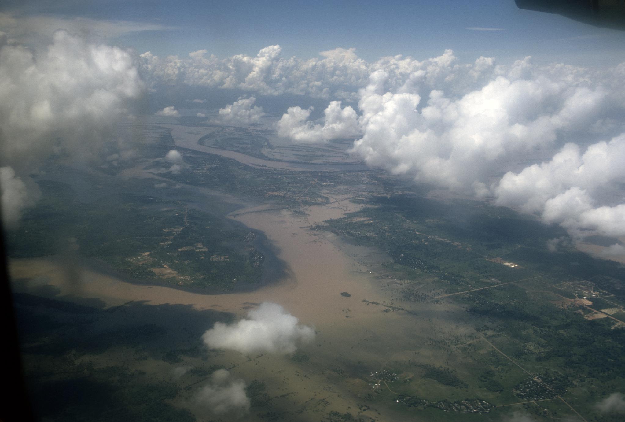 Aerial view of Mekong flood
