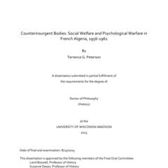 Counterinsurgent Bodies: Social Welfare and Psychological Warfare in French Algeria, 1956-1961