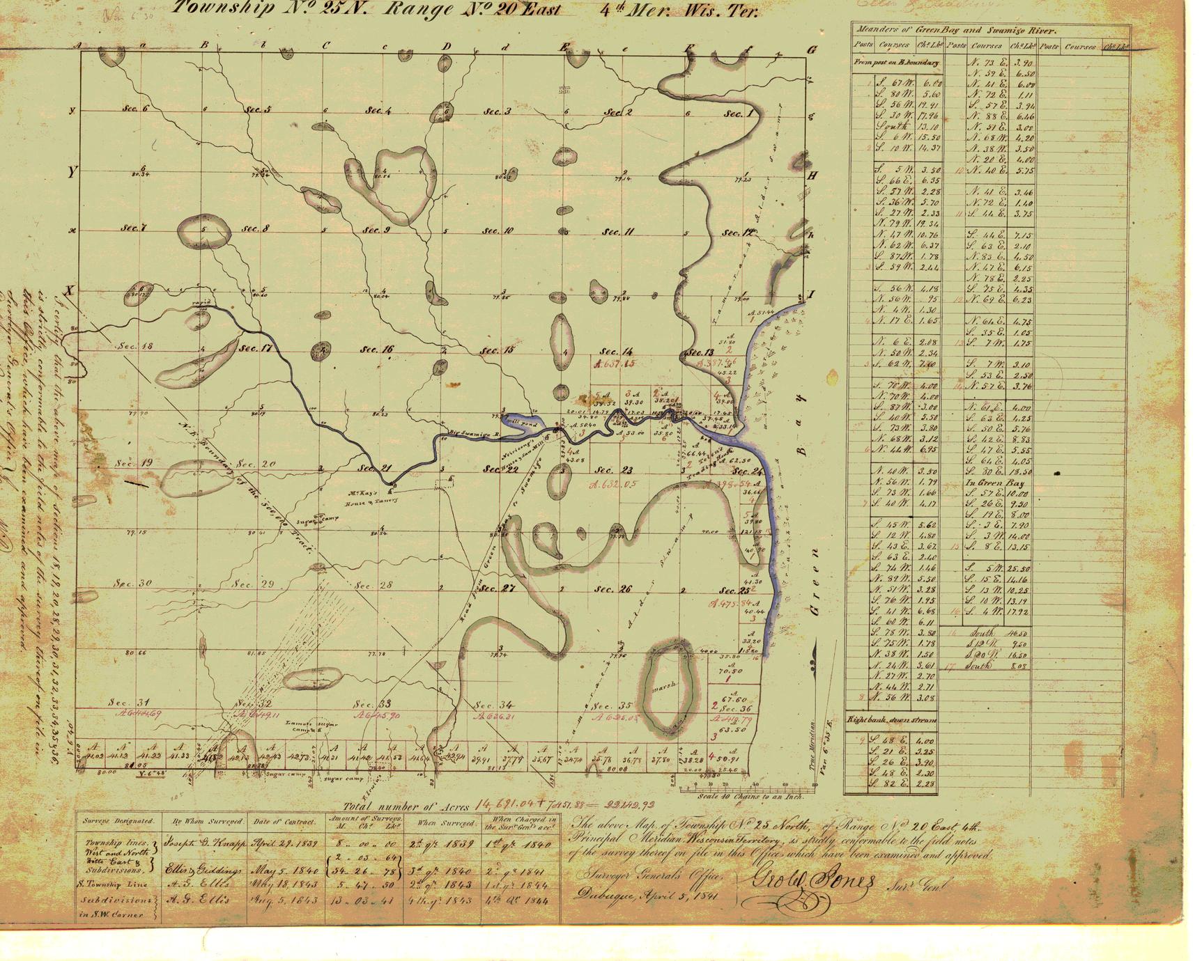 [Public Land Survey System map: Wisconsin Township 25 North, Range 20 East]