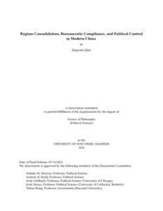 Regime Consolidation, Bureaucratic Compliance, and Political Control in Modern China