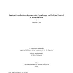 Regime Consolidation, Bureaucratic Compliance, and Political Control in Modern China
