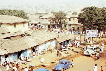 Shops outside the Jos market building
