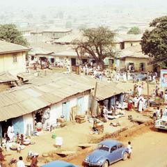 Shops outside the Jos market building