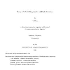 Essays in Industrial Organization and Health Economics