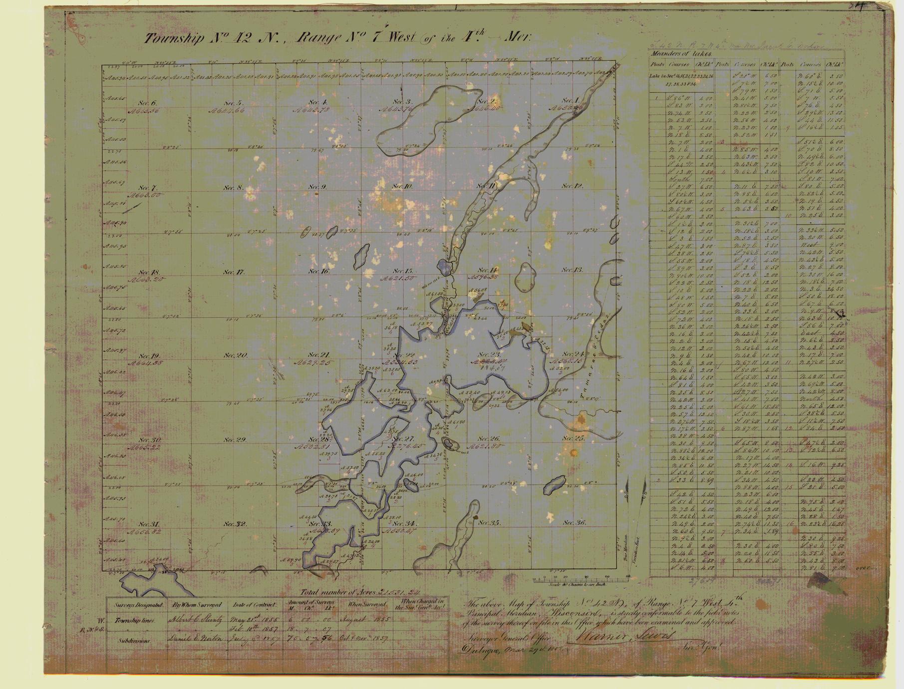[Public Land Survey System map: Wisconsin Township 42 North, Range 07 West]