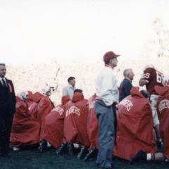 UW football team on sidelines, 1963 Rose Bowl