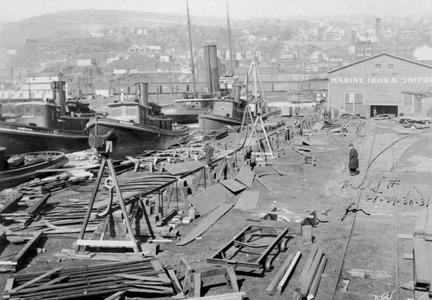 Ship construction and lumber at the Marine Iron and Shipbuilding Company