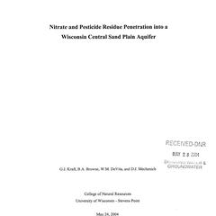 Nitrate and pesticide residue penetration into a Wisconsin central sand plain aquifer