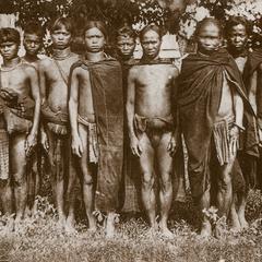 Ten Khaseng men standing for a photograph in Attapu Province