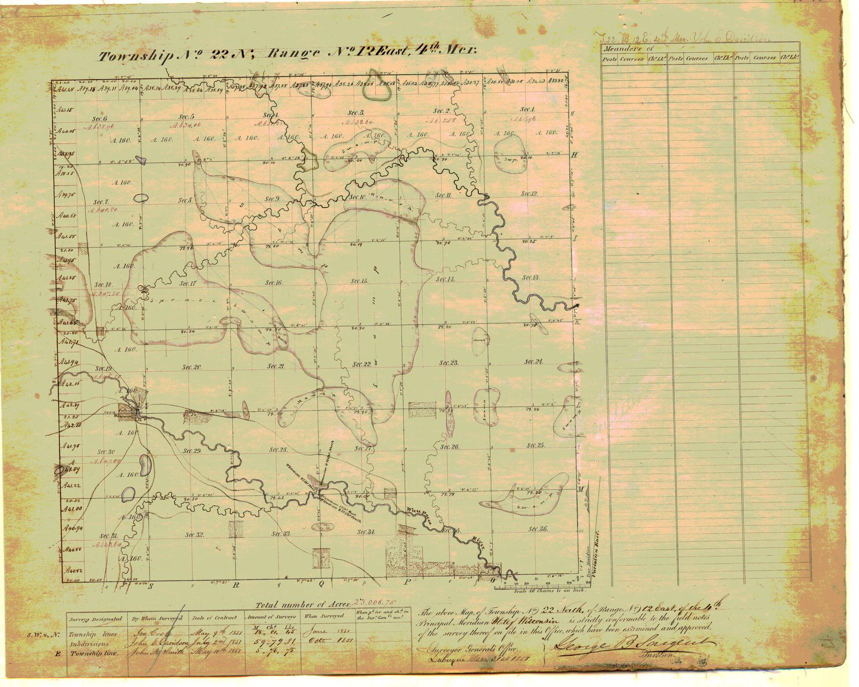 [Public Land Survey System map: Wisconsin Township 22 North, Range 12 East]