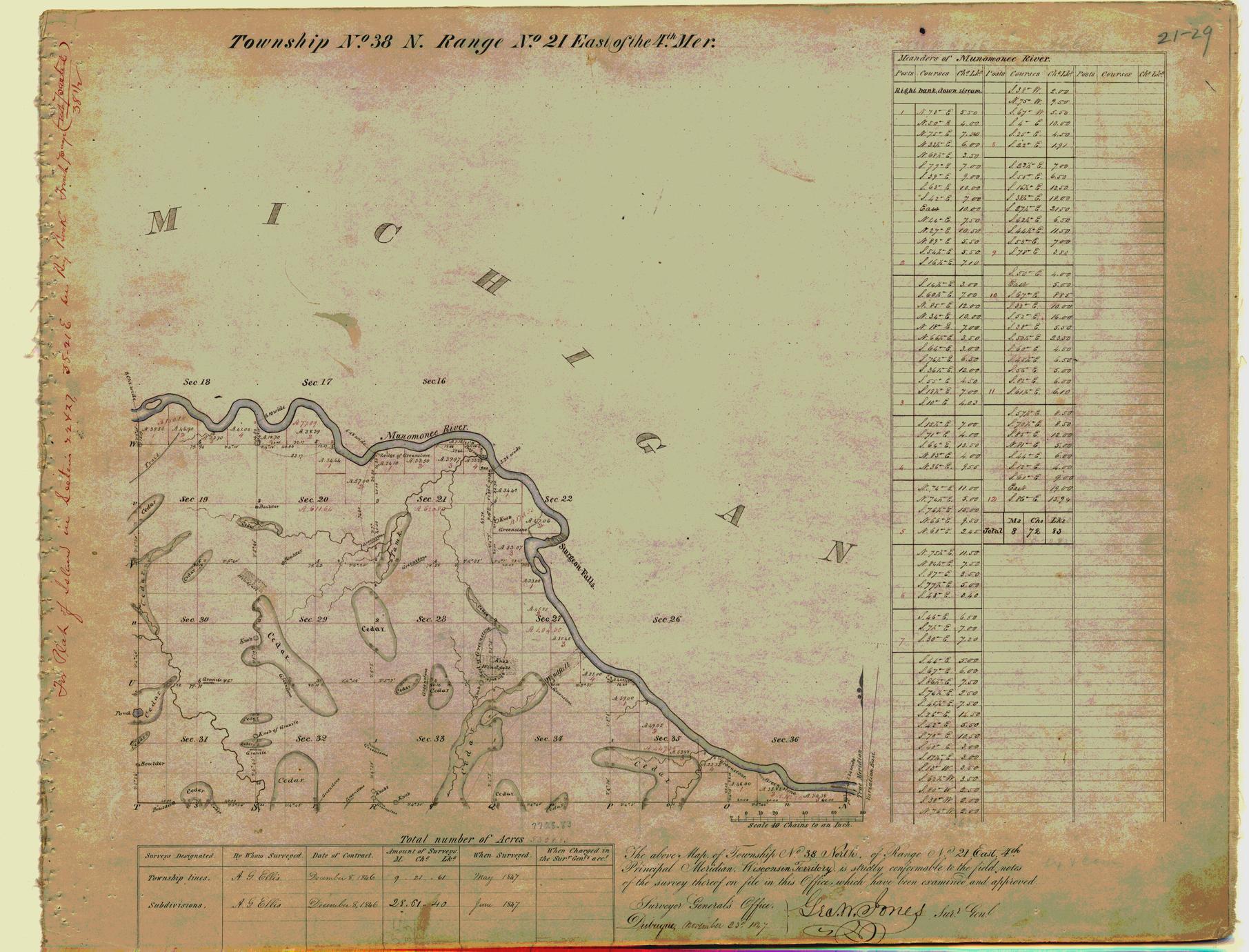 [Public Land Survey System map: Wisconsin Township 38 North, Range 21 East]