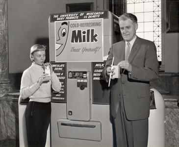 Rudolph K. Froker and milk vending machine