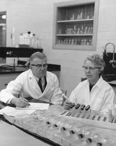 O. N. and Ethel Allen in laboratory