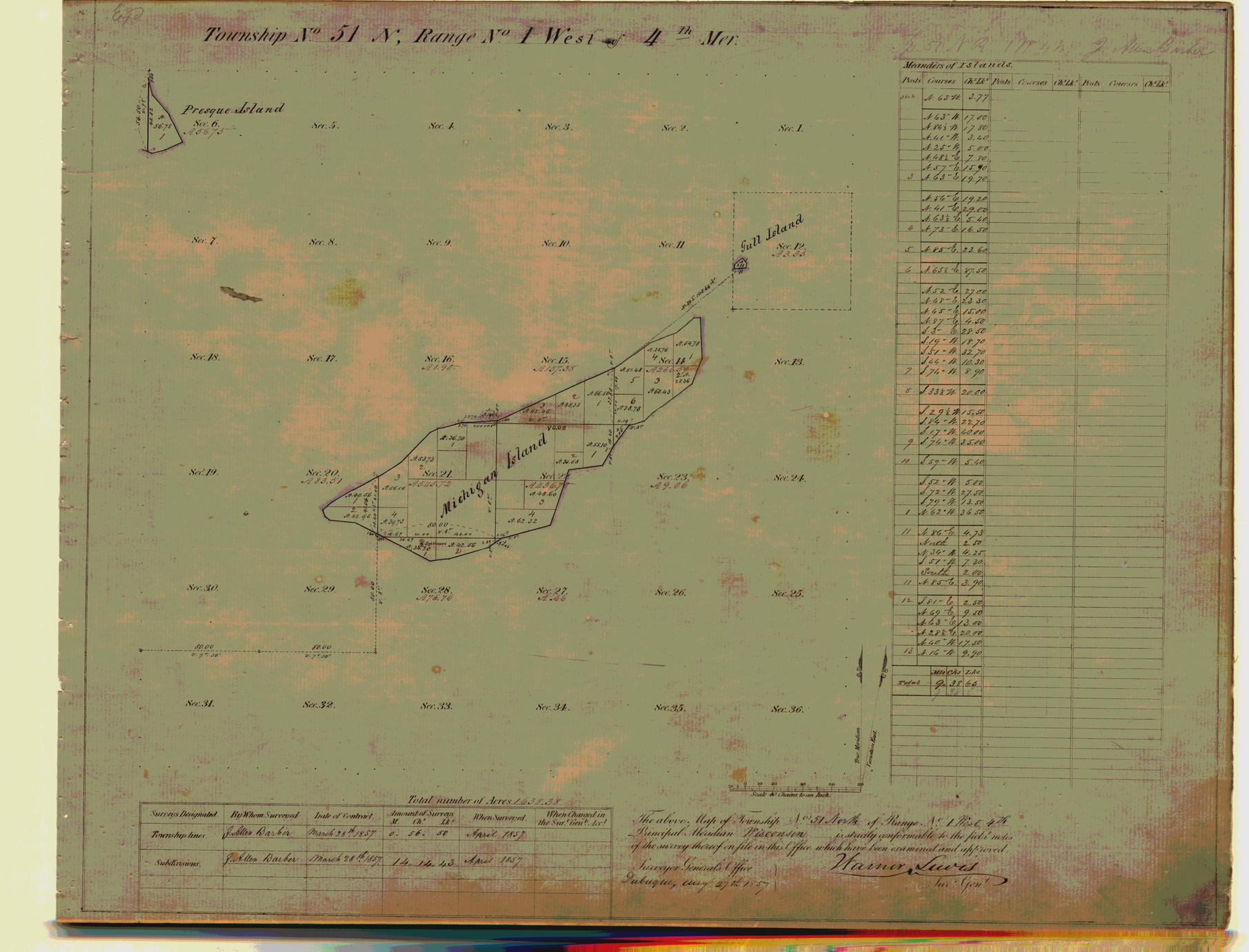 [Public Land Survey System map: Wisconsin Township 51 North, Range 01 West]