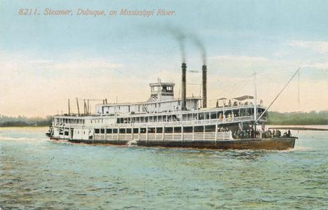 8211 Steamer, Dubuque, on Mississippi River