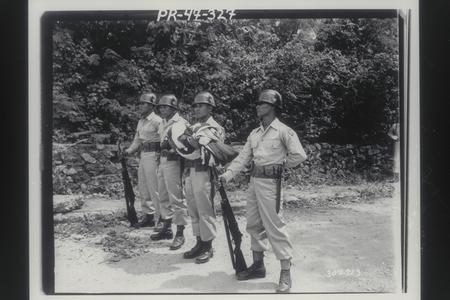 Philippine Scouts with U.S. Flag, Corregidor, 1947