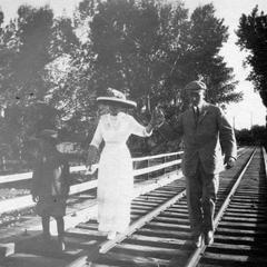 Aldo and Estella Bergere Leopold, probably Santa Fe, New Mexico, ca. 1912 (walking along railroad tracks)