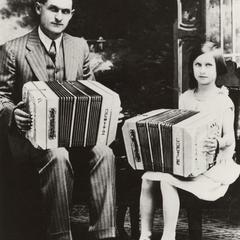 Irving DeWitz and daughter Lucile with concertinas